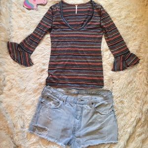 Free People Sparkly 3/4 Sleeve Top